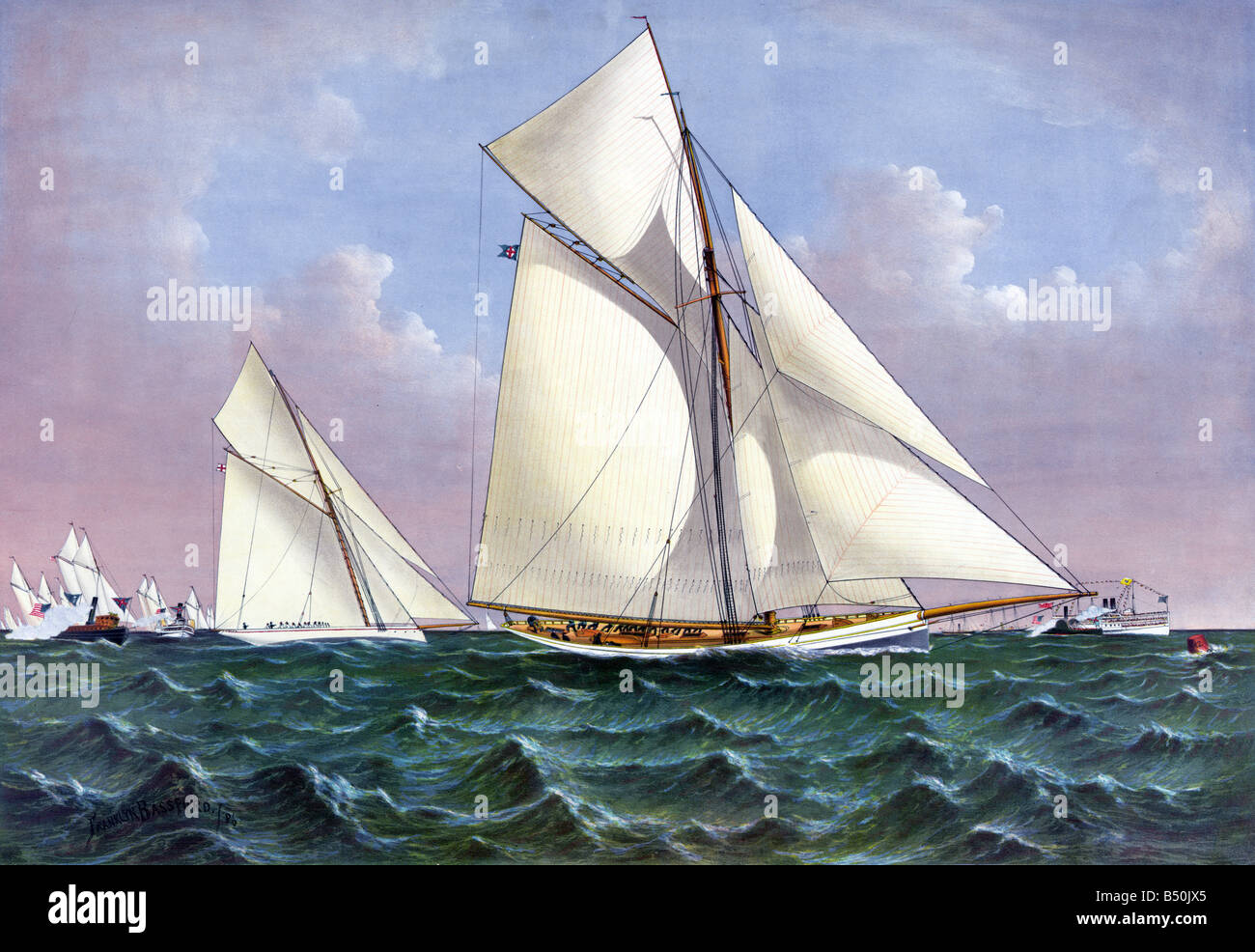 Champion Mayflower leading The America's Cup 1886 Stock Photo