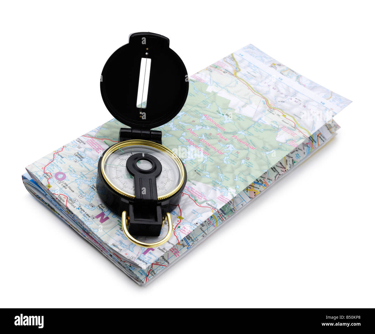 Compass and a map Stock Photo Alamy
