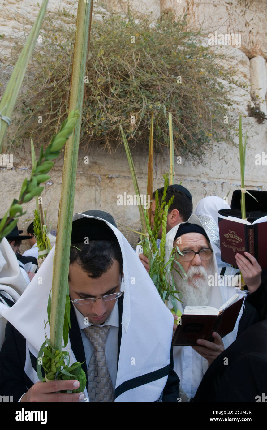 Israel Jerusalem Western Wall Sukot Festival Festival of Tabernacles Birkat Cohanim Cohen Benediction Stock Photo