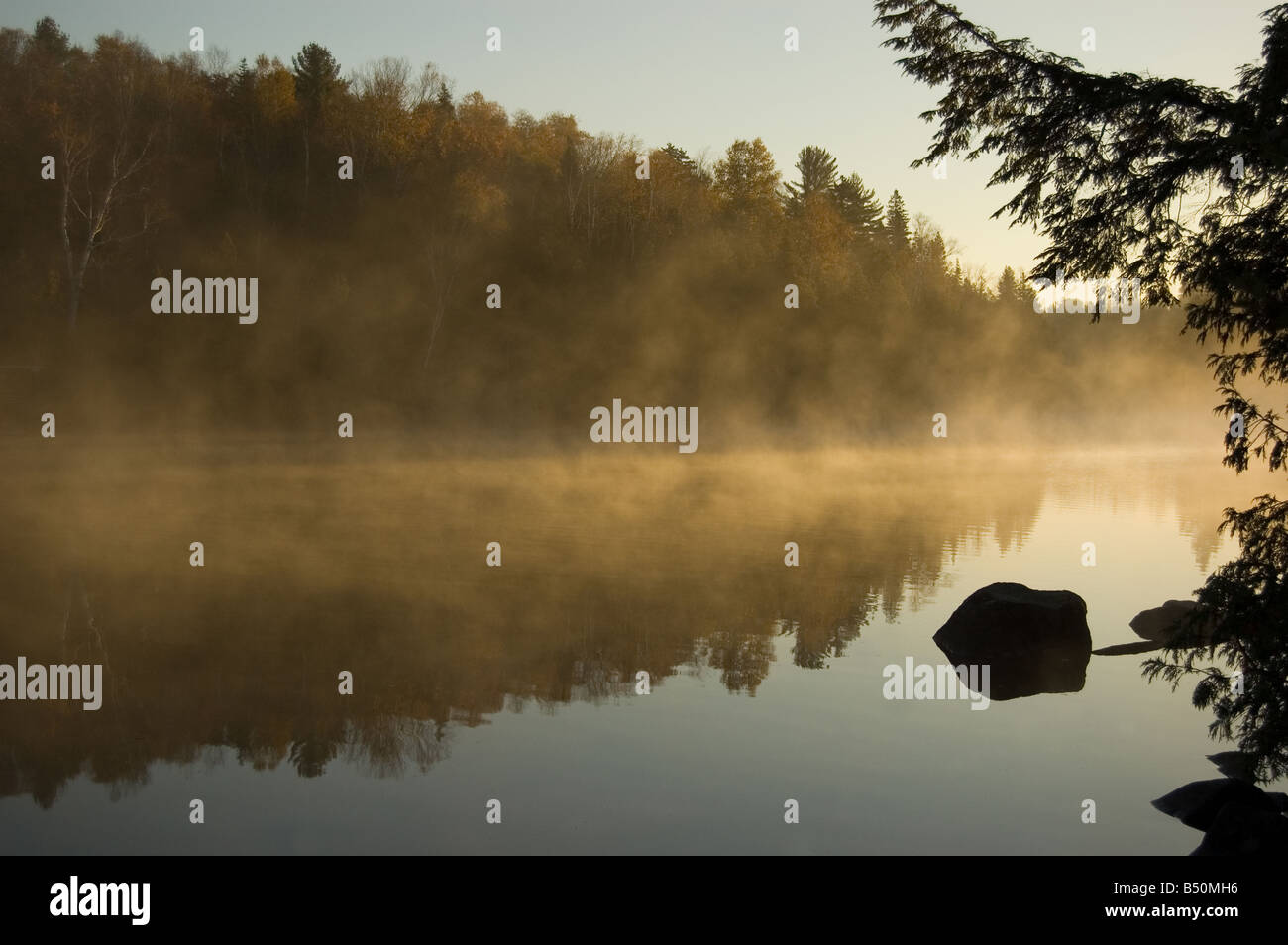 Early morning on Lac des Iles. Stock Photo