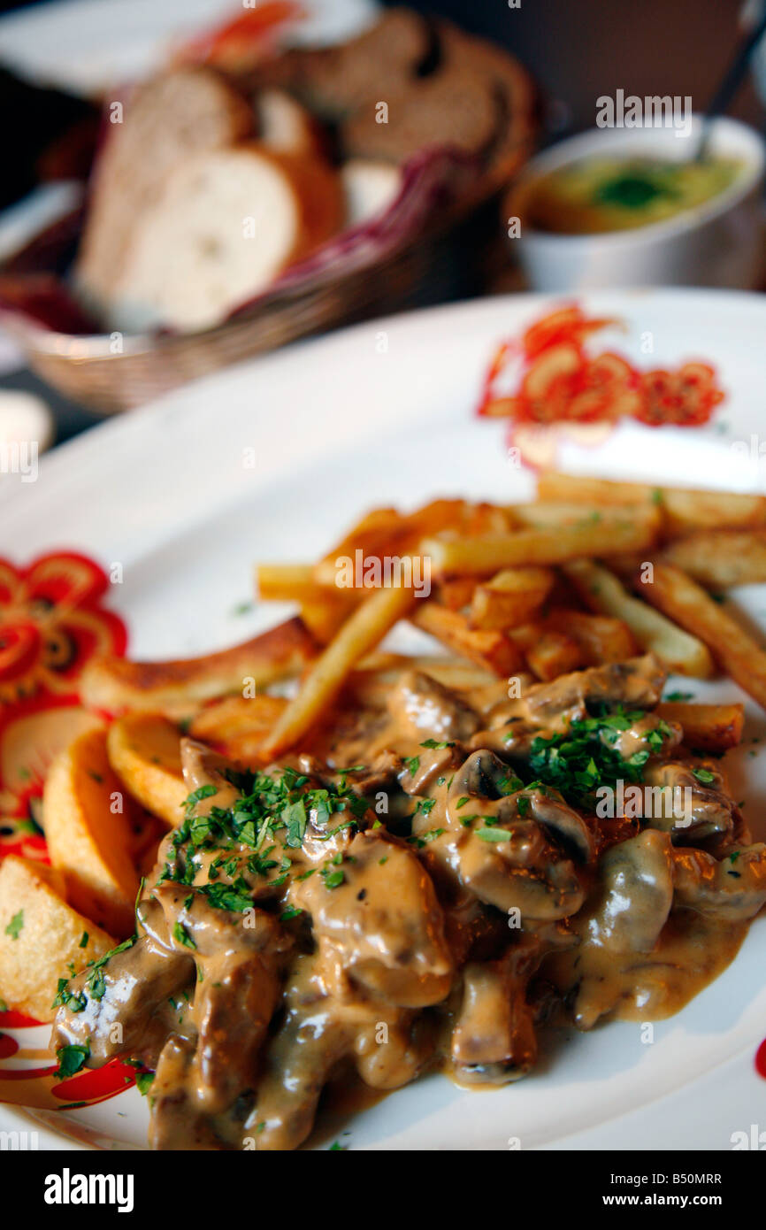 Beef Stroganoff dish St Petersburg Russia Stock Photo