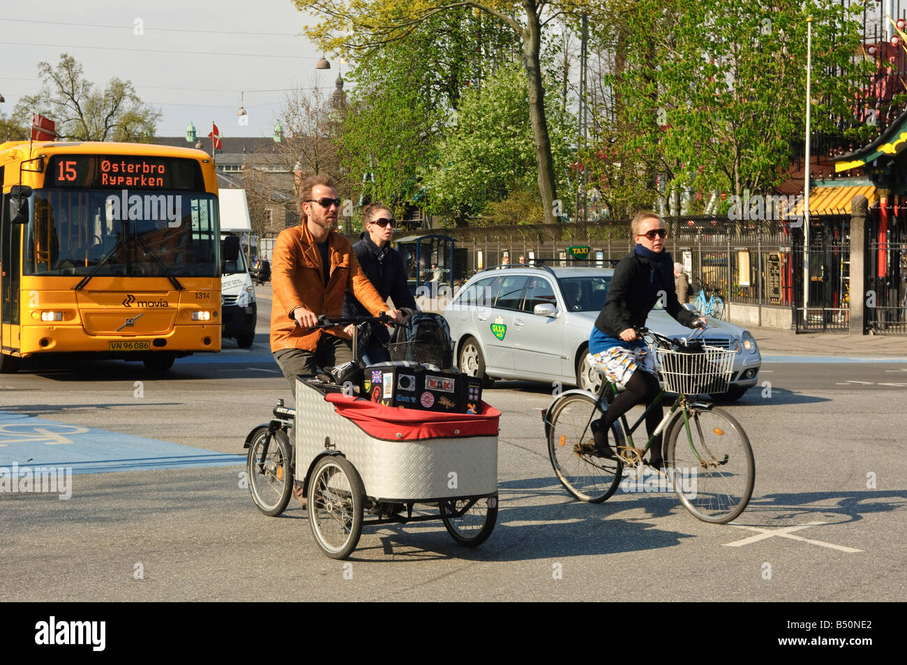 Cyclists in central København Copenhagen Stock Photo