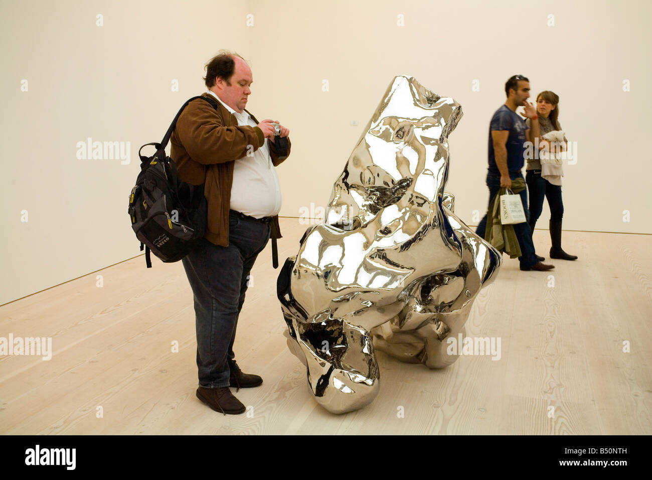Not sure what it is but I'll take a photo.,,, New Saatchi Art Gallery in Chelsea London Sculpture Ornamental Rock by Zhan Wang. Stock Photo
