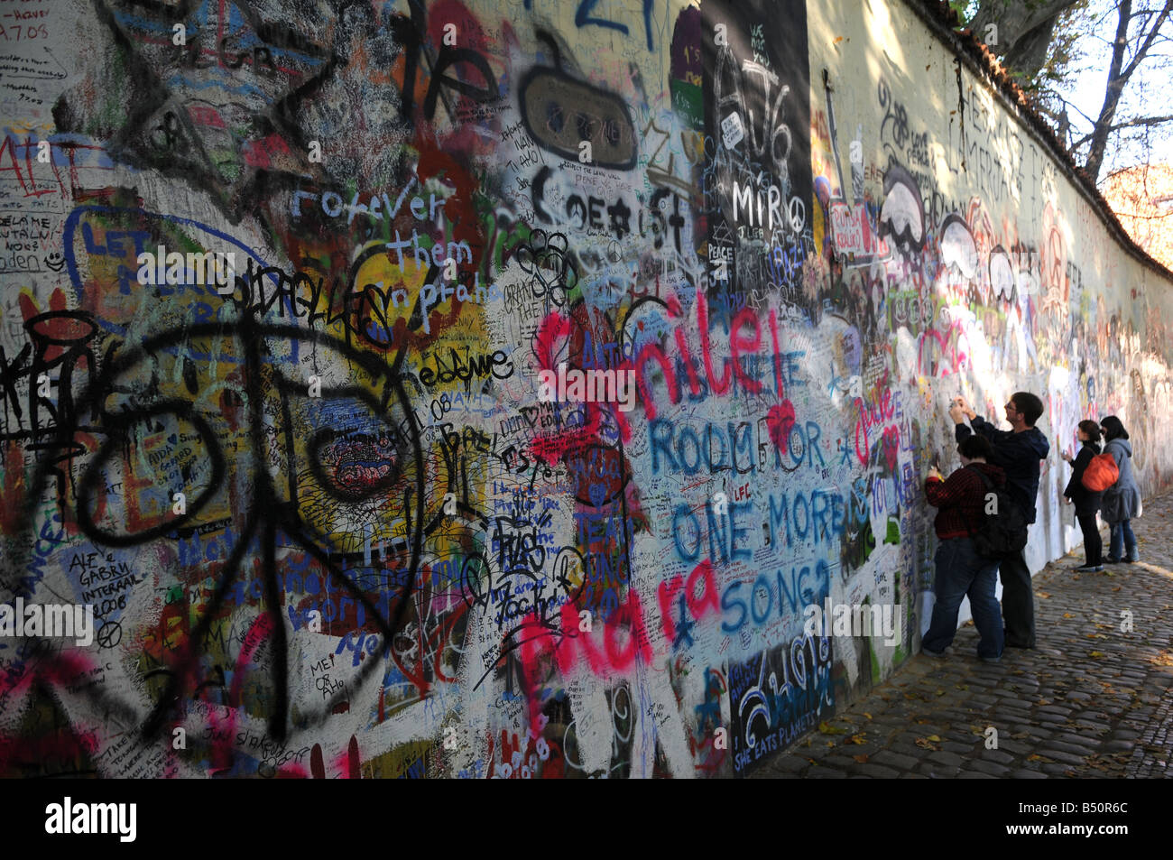 Peace wall in the little quarter, Prague, Czech republic Stock Photo