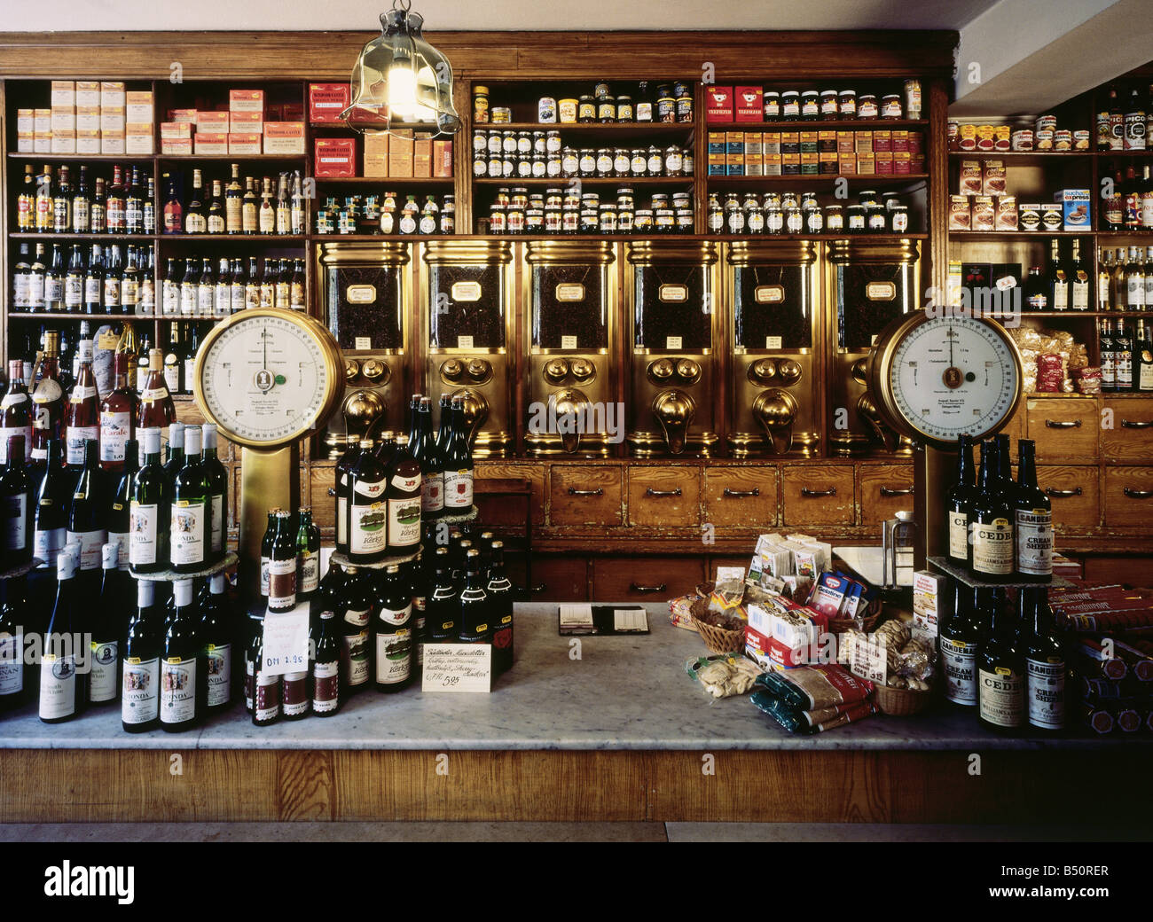 geography / travel, Germany, Bavaria, Munich, trade, shops, coffee shop Schramm, interior view, bar counter with goods, Additional-Rights-Clearance-Info-Not-Available Stock Photo
