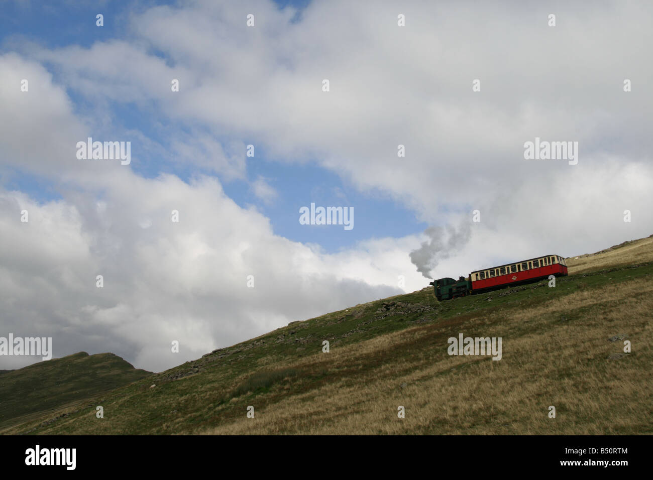 the snowdon mountain railway tourist train, wales Stock Photo