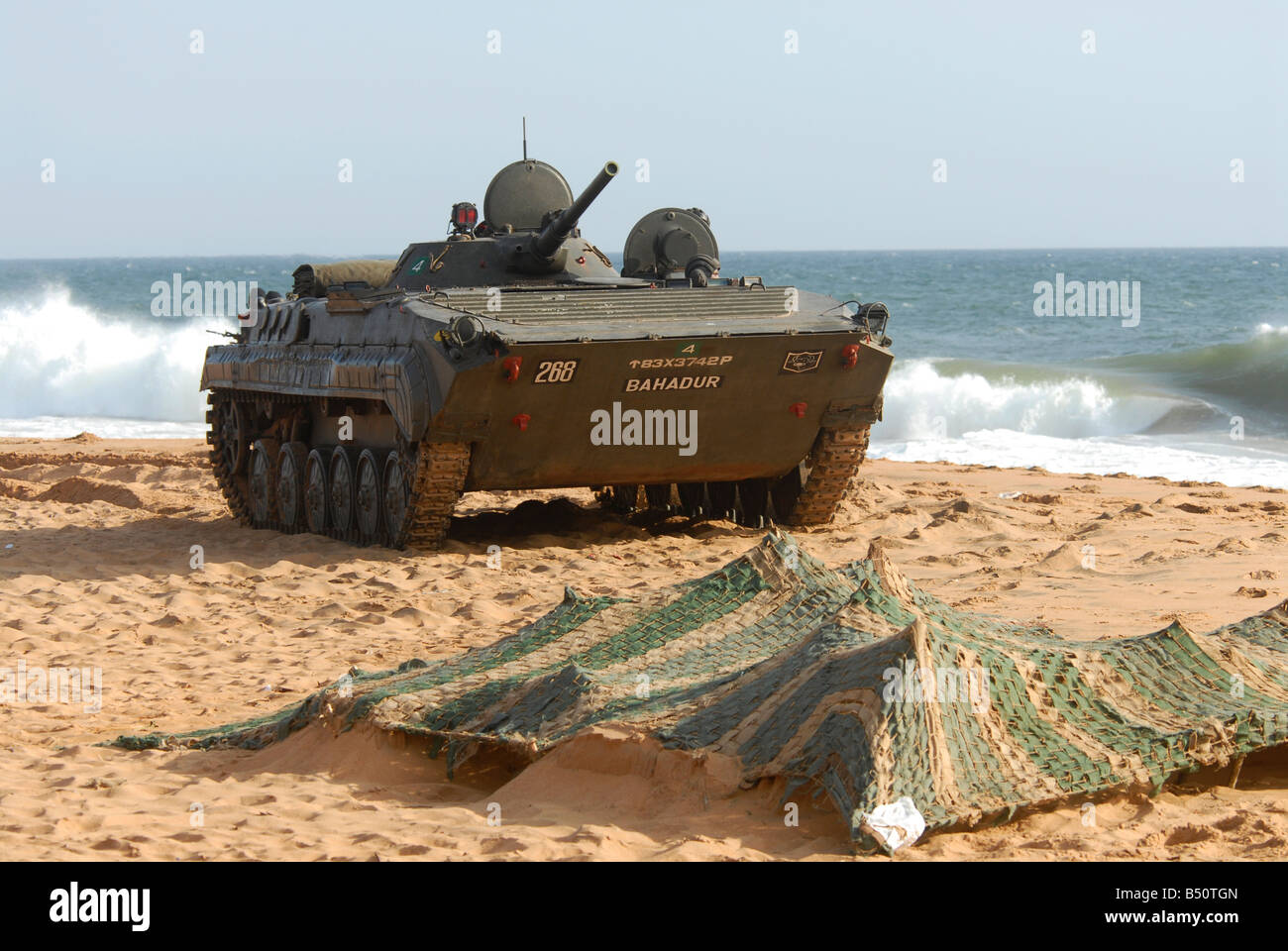 A tank and a bunker in coastal area Stock Photo Alamy