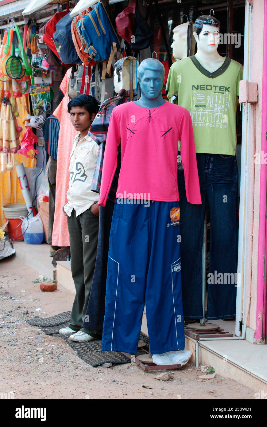 A typical textile shop in india Stock Photo