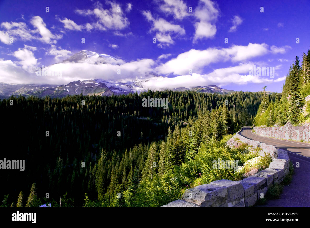 Mount Rainier Road Stock Photo Alamy
