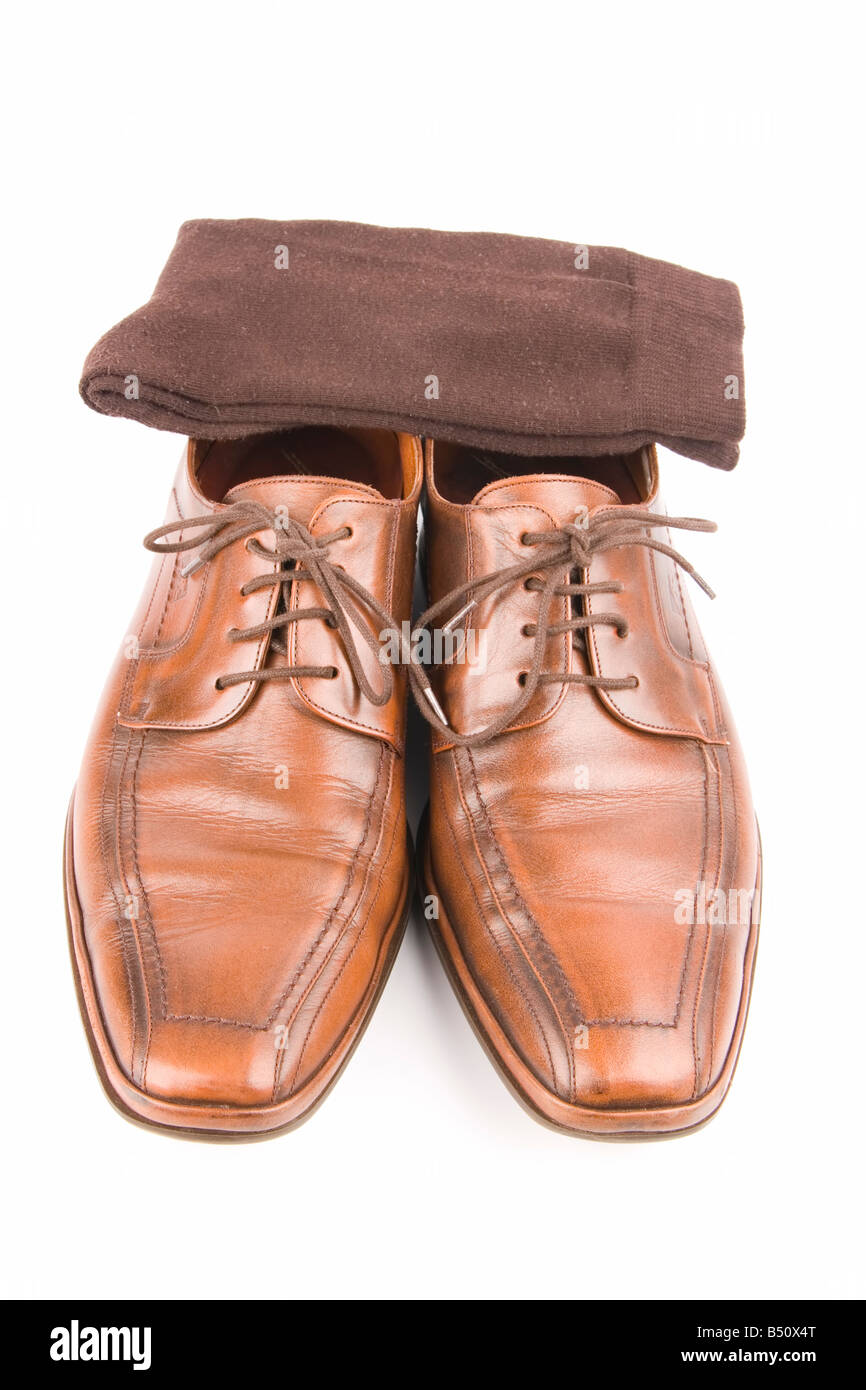 Business men luxury leather hand made shoes or brogues with shocks and tie  Stock Photo - Alamy