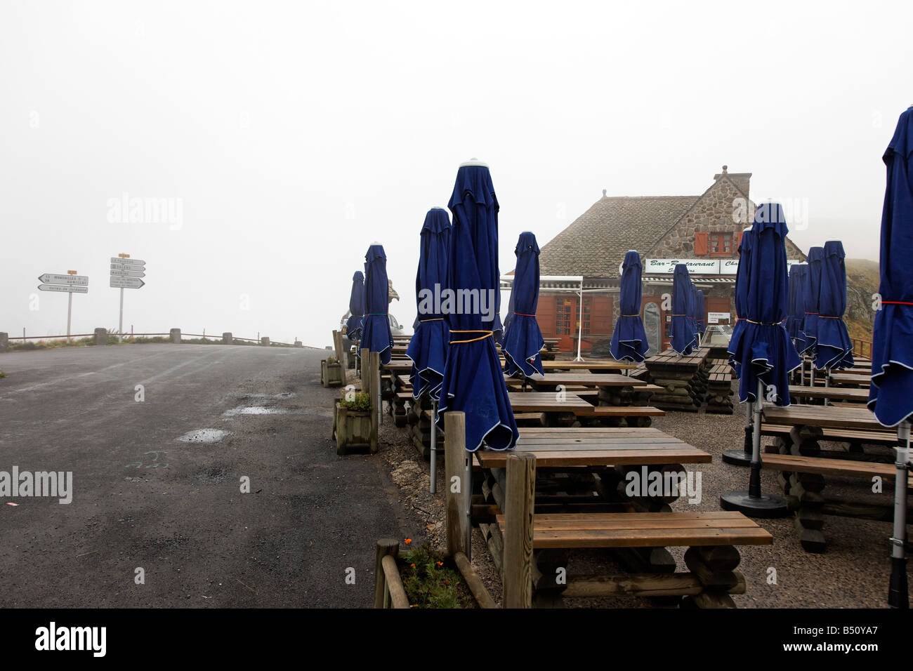 The Puy Mary mountain Cafe, France Stock Photo