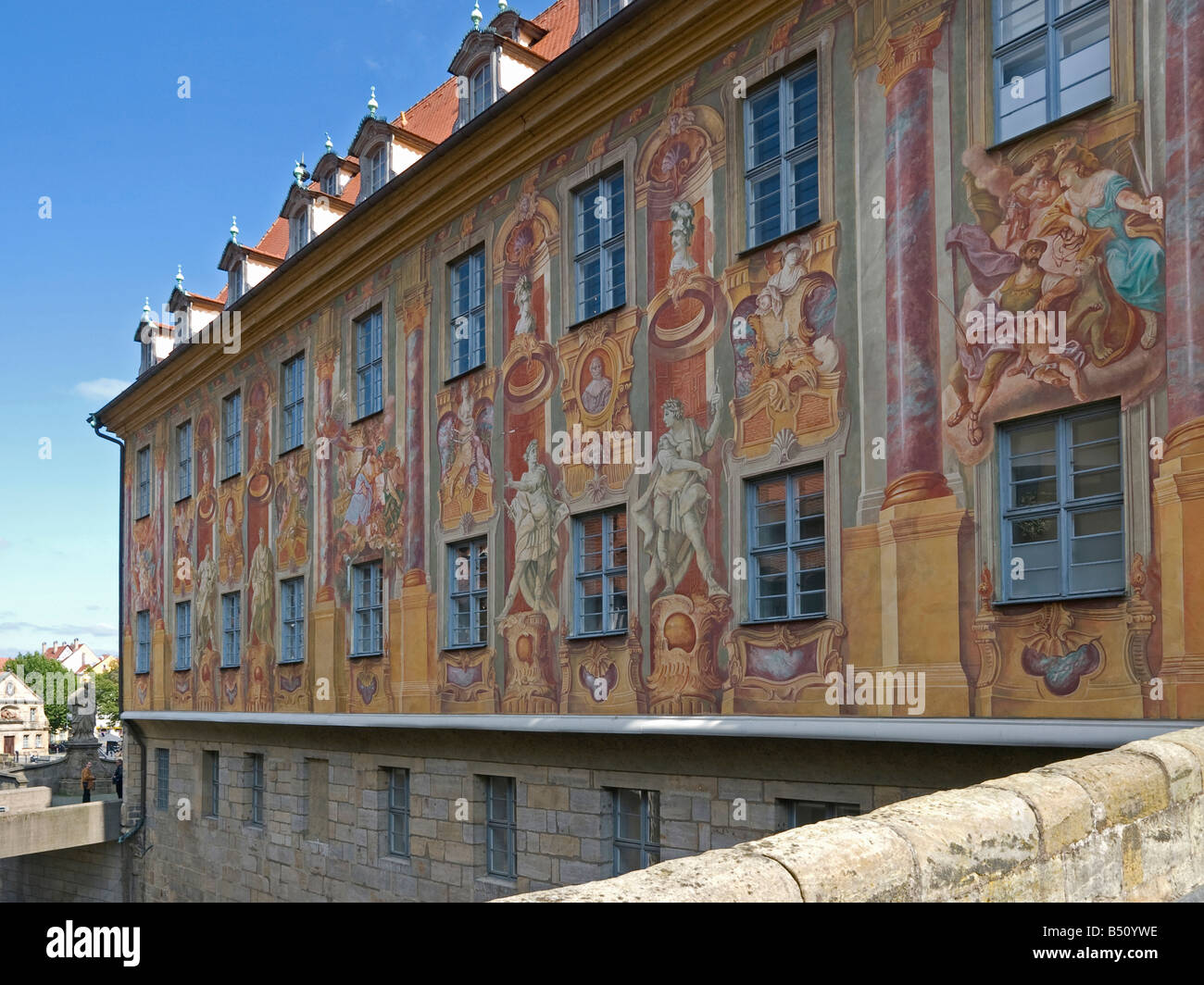 facade of old townhall with history pictures Bamberg Unesco 1993 Bavaria Upper Franconia Germany Stock Photo