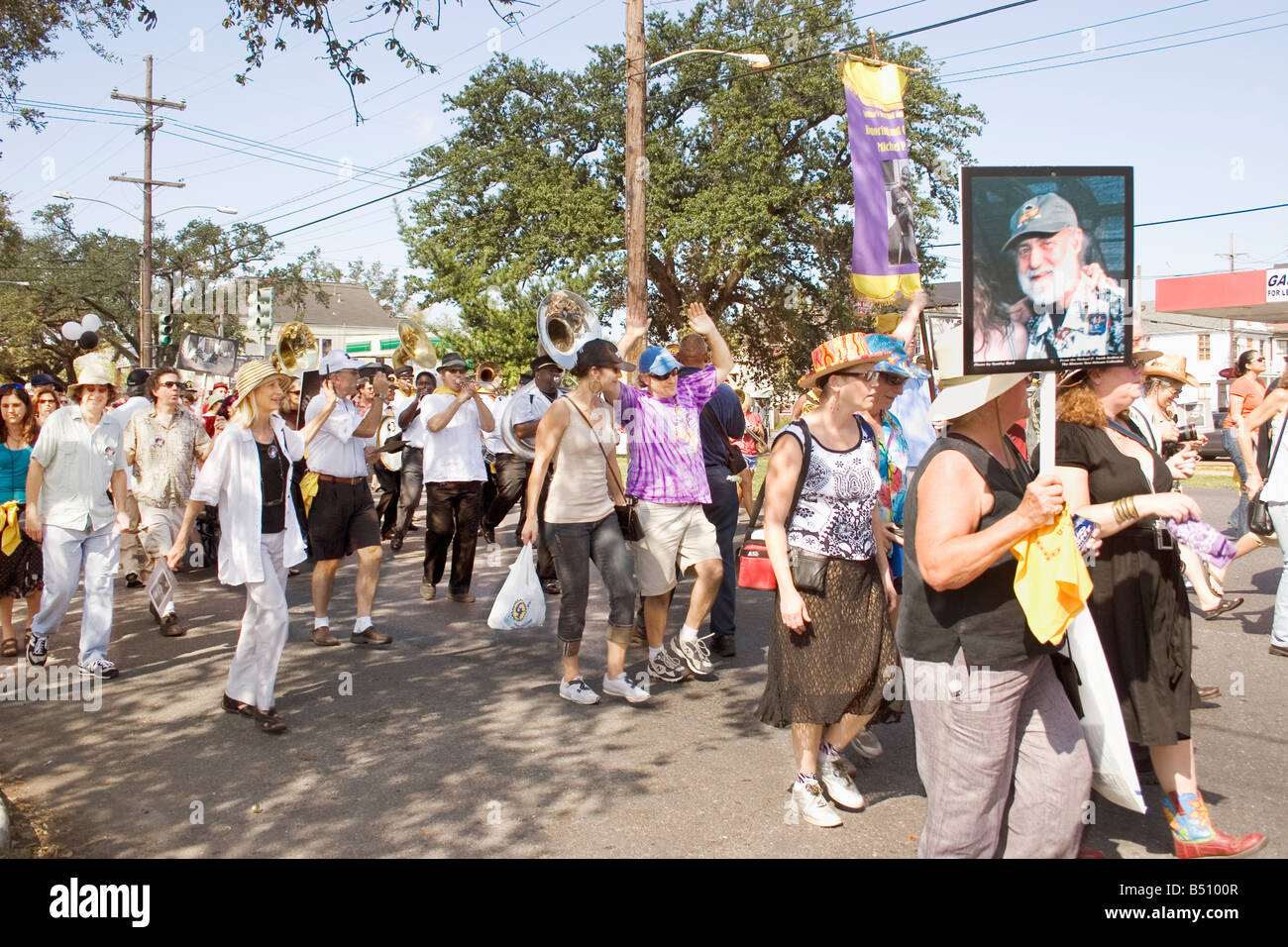 Jazz funeral procession for Michael P. Smith in New Orleans, LA, USA
