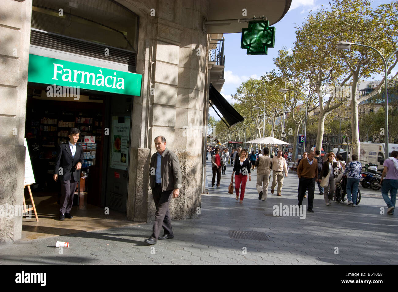 Farmacia pharmacy Barcelona Spain Stock Photo