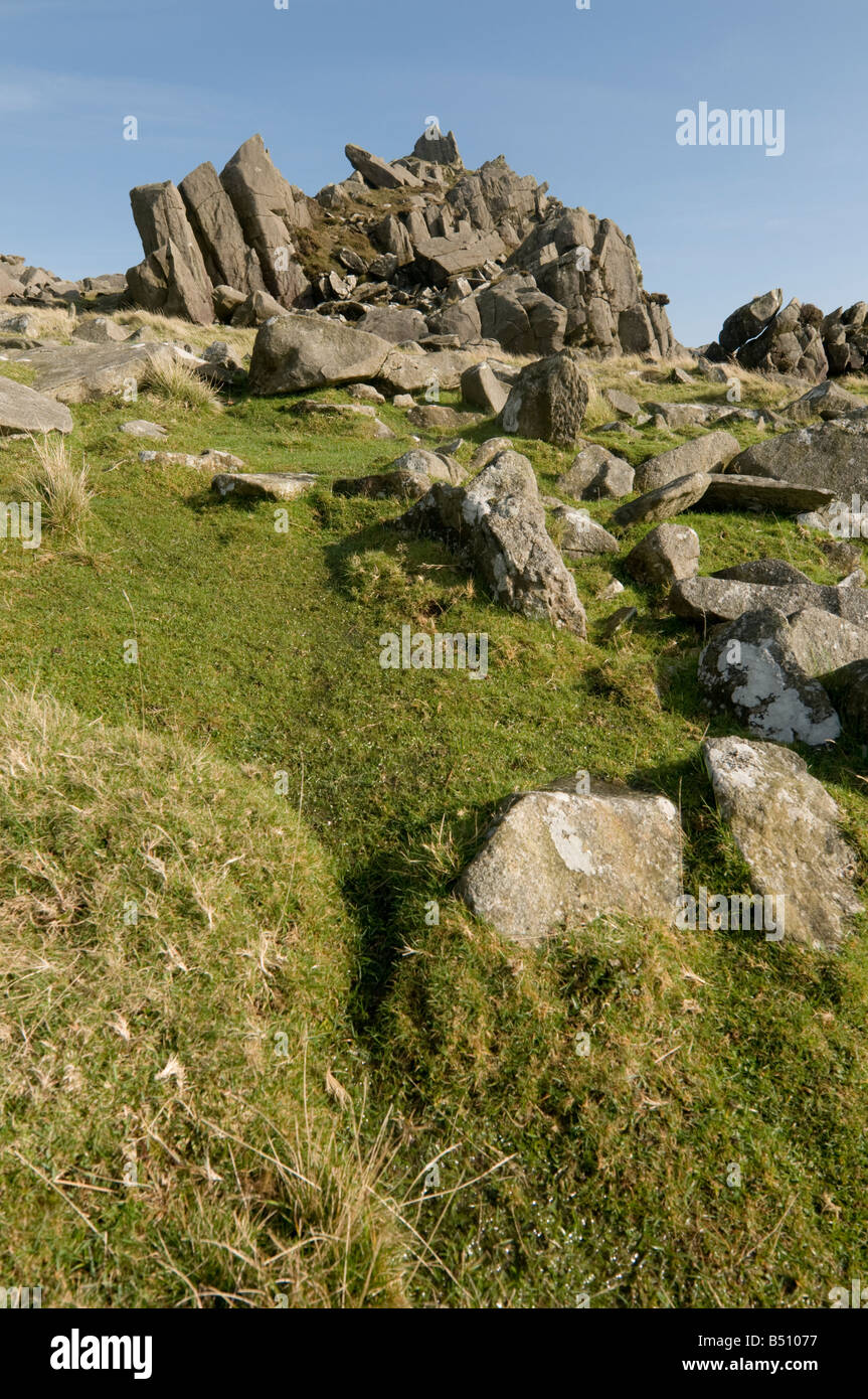 springs at Carn Menyn Carn Meini rocky bluestone dolerite granite outcrop Pembrokeshire south west wales autumn afternoon, UK Stock Photo