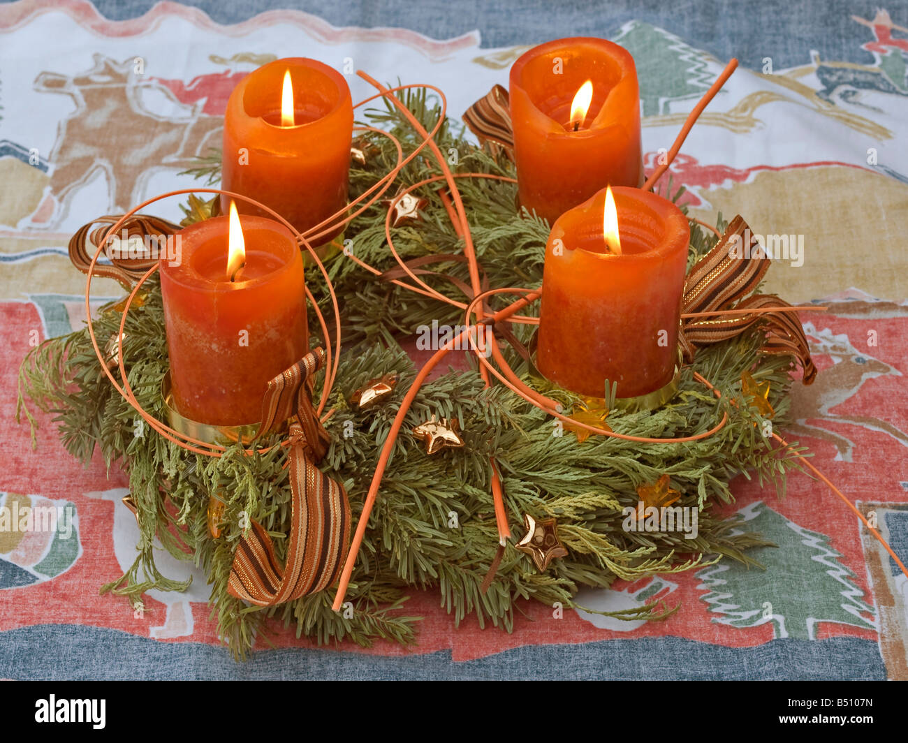 Advent with advent wreath four candles at Christmas time Christianity