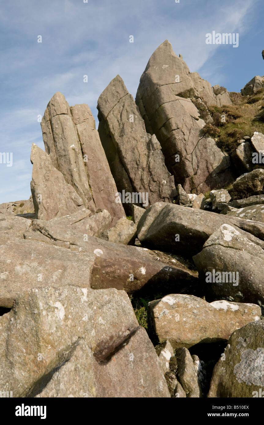 Carn Menyn Carn Meini rocky bluestone dolerite granite outcrop Pembrokeshire south west wales autumn afternoon, UK Stock Photo