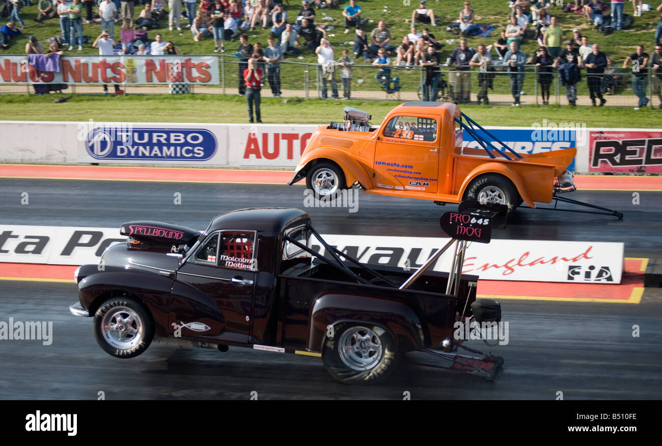 Pickup Dragsters drag racing at Santa Pod, England Stock Photo Alamy
