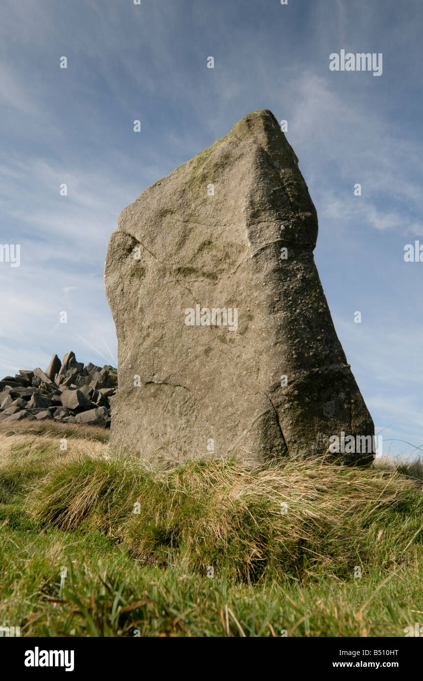 standing stone at Carn Menyn Carn Meini rocky bluestone dolerite Pembrokeshire south west wales autumn afternoon, UK Stock Photo