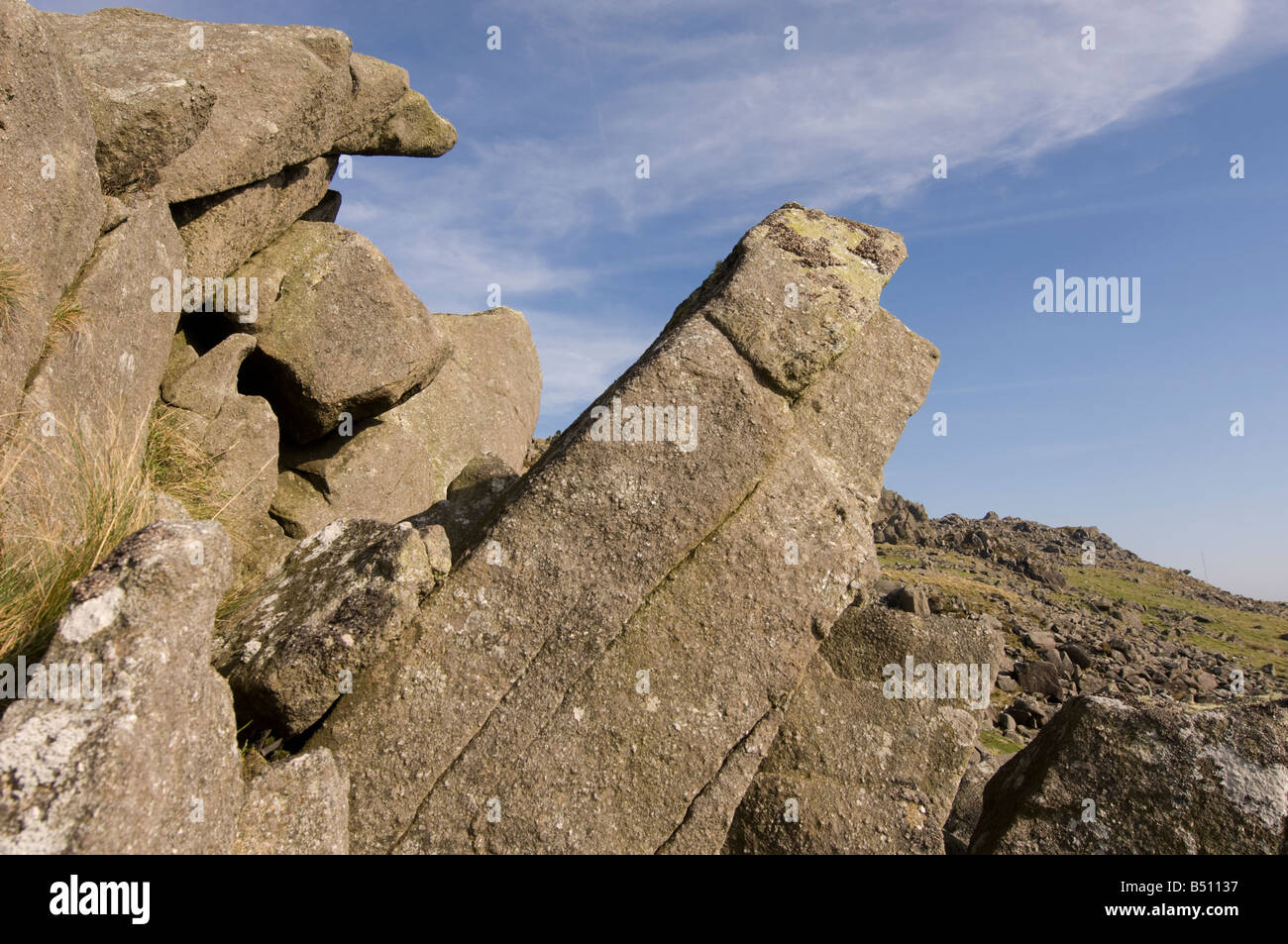Carn Menyn Carn Meini rocky bluestone dolerite outcrop Pembrokeshire south west wales autumn afternoon, UK Stock Photo