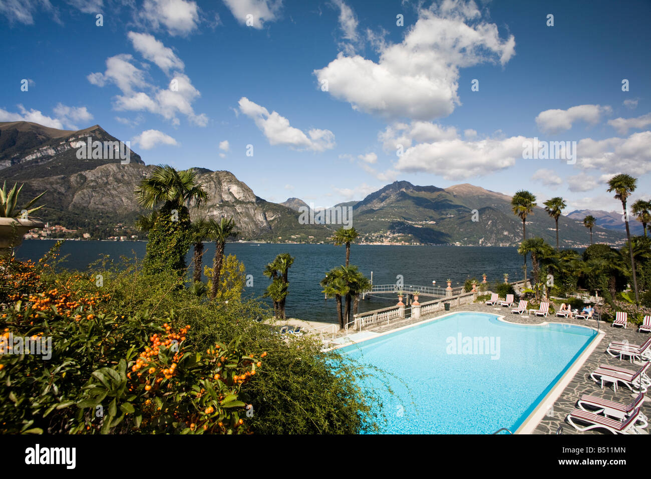 Hotel Villa Serbelloni exterior with swimming-pool, Bellagio, Como, Italy Stock Photo