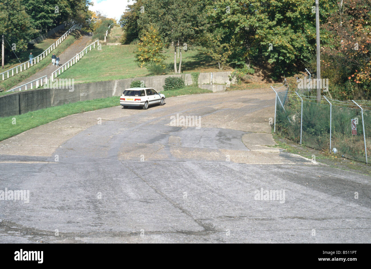 Brooklands Motor-racing circuit near Weybridge, Surrey, flat part of the course, built 1907, with Test Hill at left. Stock Photo