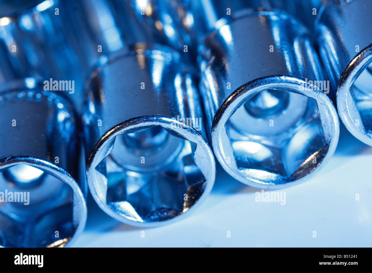 Metal wrench sockets close up shallow depth of field Stock Photo Alamy