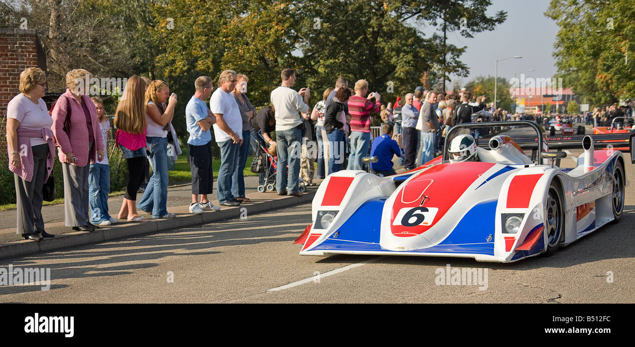 Lola's B2K-40, driven by James Weaver, during Lola's 50th Anniversary in Huntingdon. Stock Photo