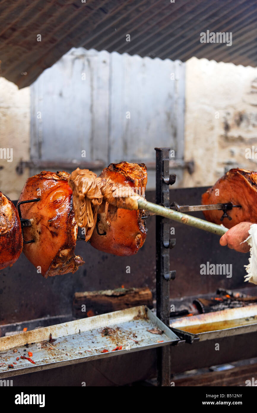 A medieval spit roast Stock Photo