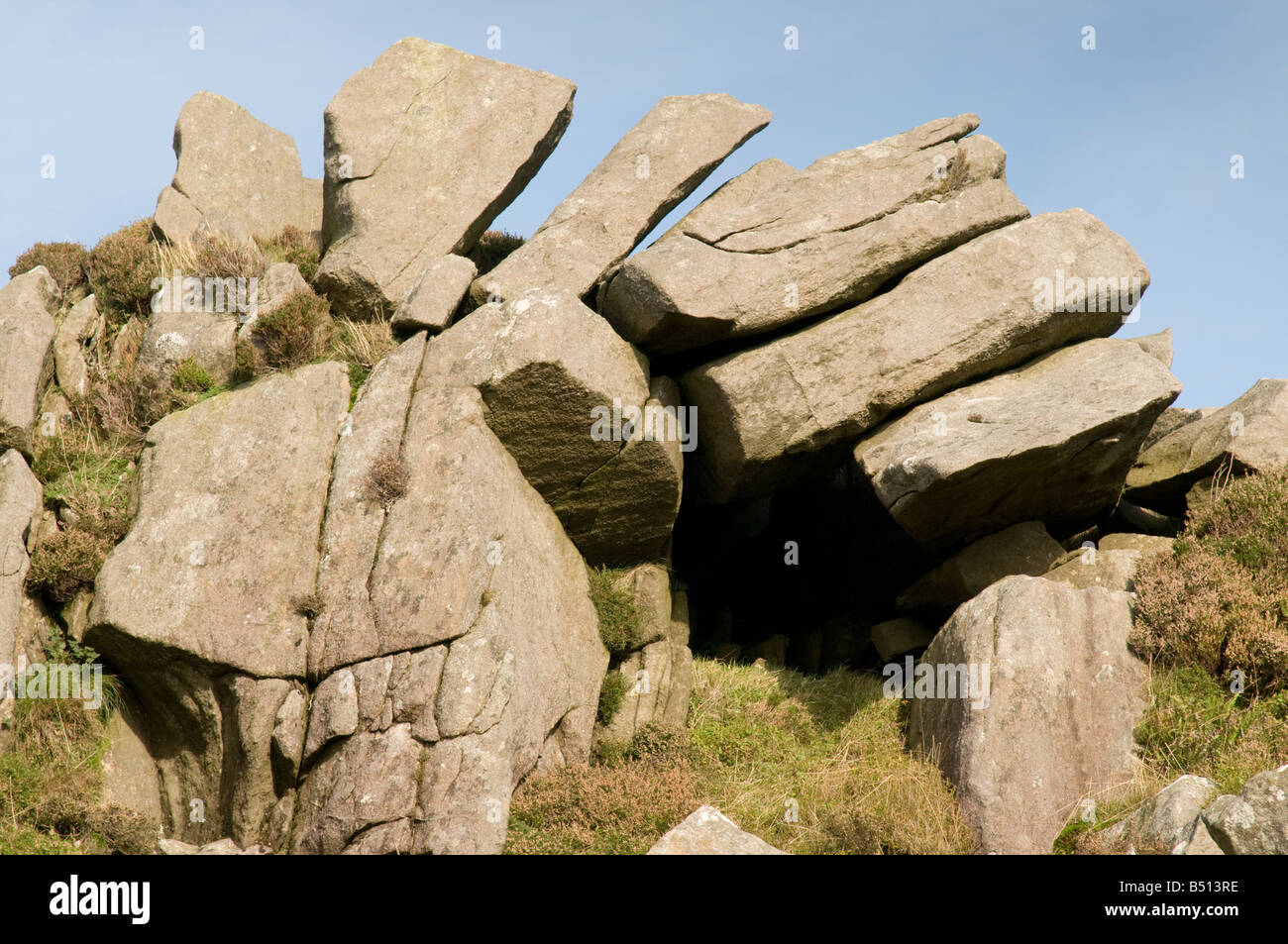 Carn Menyn Carn Meini rocky dolerite outcrop Pembrokeshire south west wales the source of the 82 bluestones for Stonehenge Stock Photo