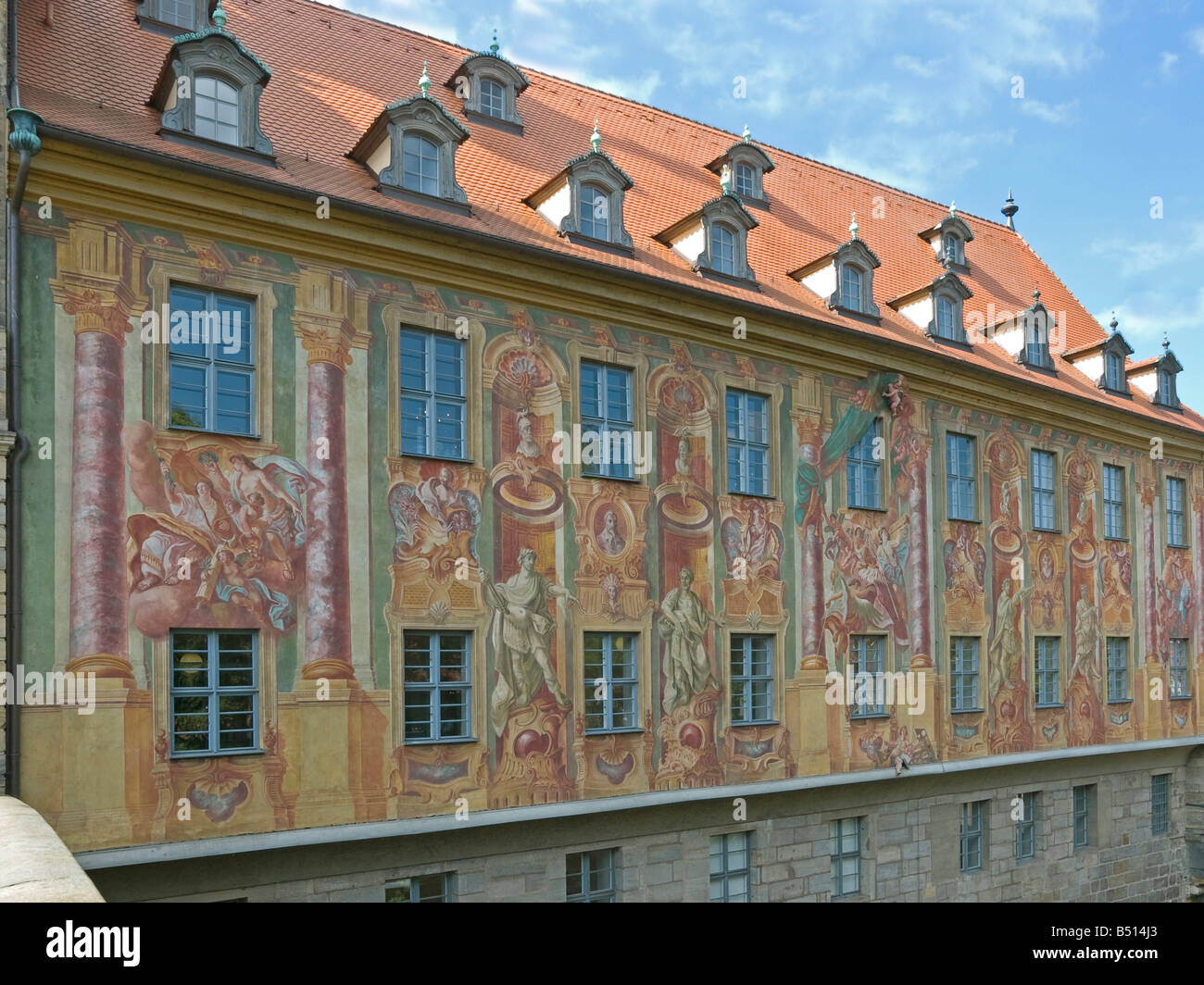 facade of old townhall with history pictures Bamberg Unesco 1993 Bavaria Upper Franconia Germany Stock Photo