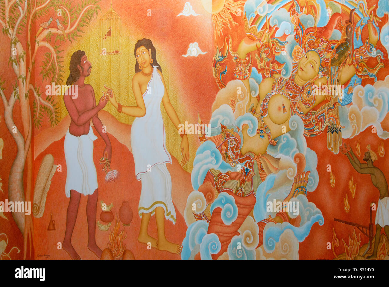 Indian Mural Painting Stock Photo