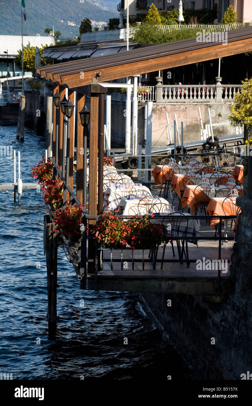 Hotel Splendid restaurant terrace over the lake Como, Bellagio, Italy Stock Photo
