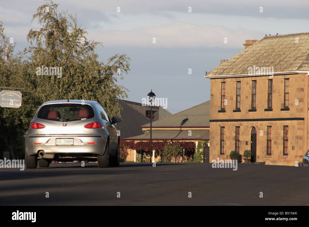 Main street of Oatlands with vehicle Stock Photo