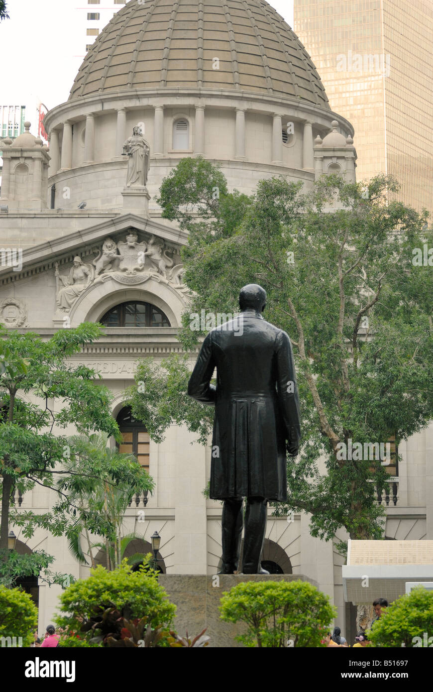 Statue Square with Legislative Council Building, Hong Kong, Statue of Sir Thomas Jackson, HSBC Stock Photo