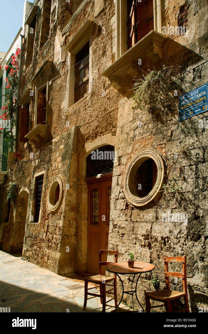 Greece Crete Chania street in old town Stock Photo