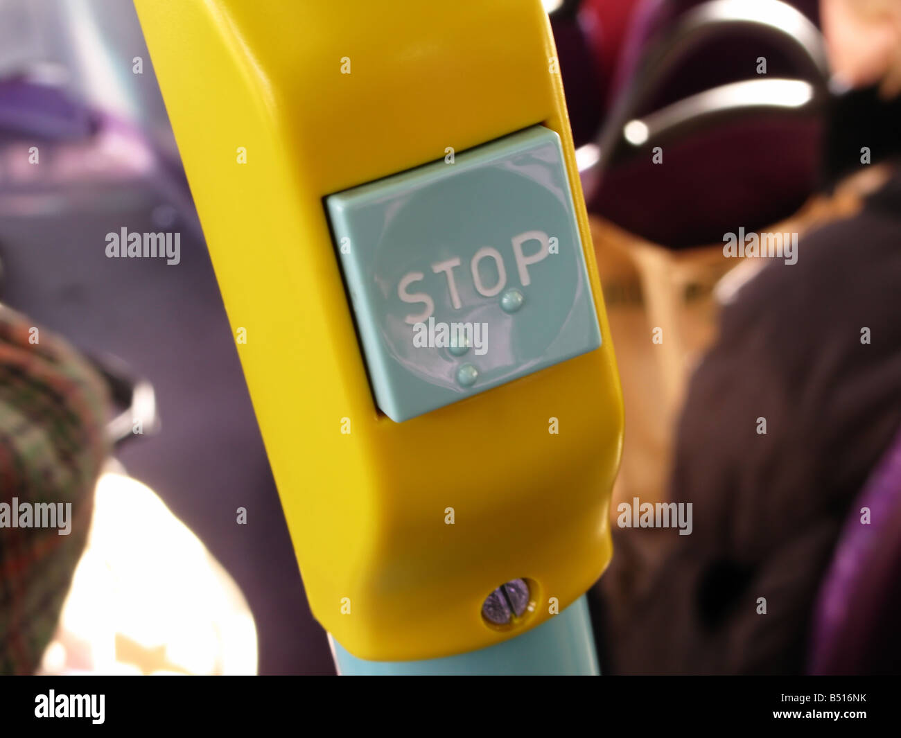 Stop button on bus Stock Photo - Alamy