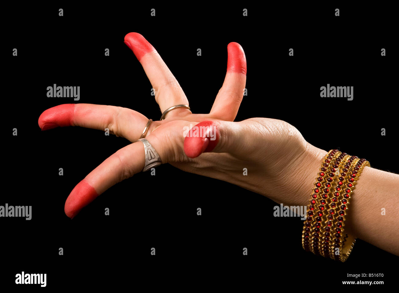 Woman hand showing Alapadma hasta meaning Lotus of indian classic dance ...