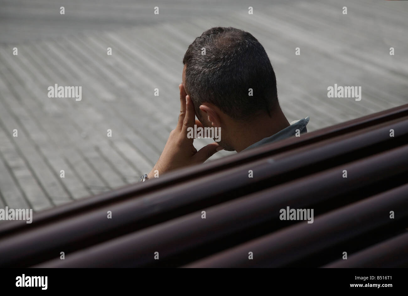 Worrying Man at a Rotterdam Plaza Stock Photo