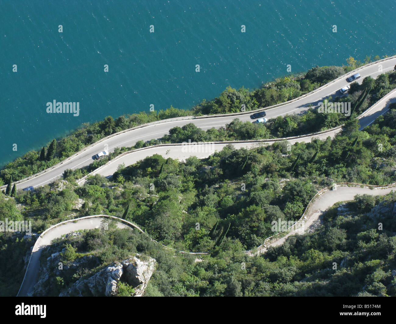 serpentine country road at Lake Garda Italy Stock Photo