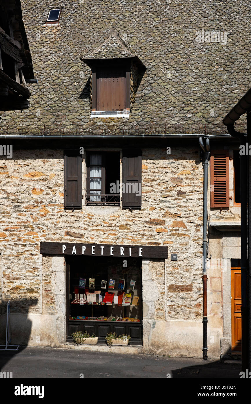 A Papeterie in the village of Montsalvy, France Stock Photo