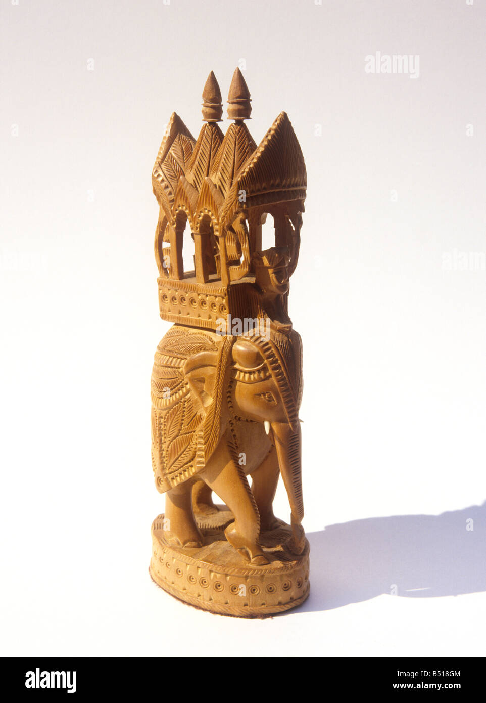 Indian crafts sandalwood carving of caparisoned elephant from Mysore Karnataka Stock Photo