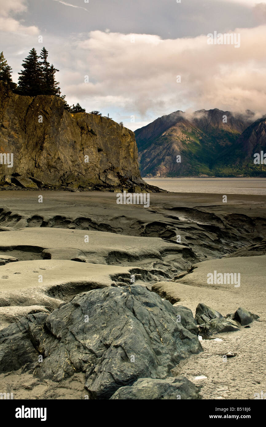 Mudflats of Turnagain arm inlet near Hope Alaska Stock Photo