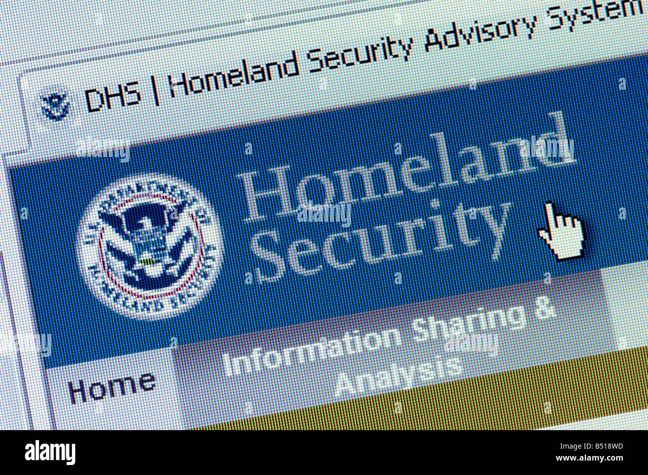 Macro screenshot of Department of Homeland Security website Editorial use only Stock Photo