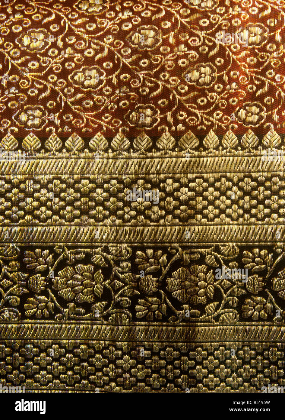 Indian Crafts Embroidery in gold thread on hand woven silk sari fabric from  Mysore Karnataka detail Stock Photo - Alamy