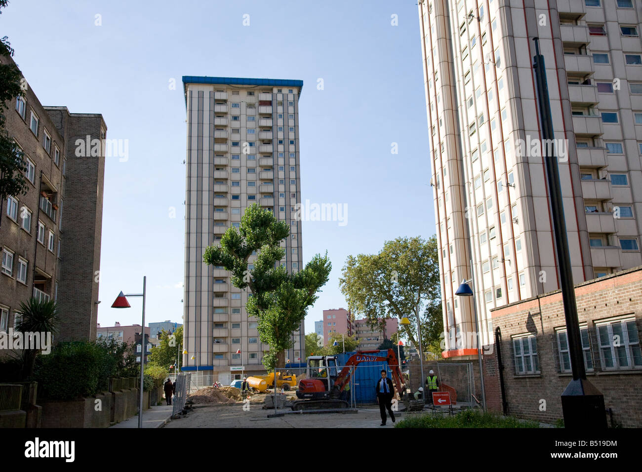 local authority high rise housing on the edge of Somers Town Camden