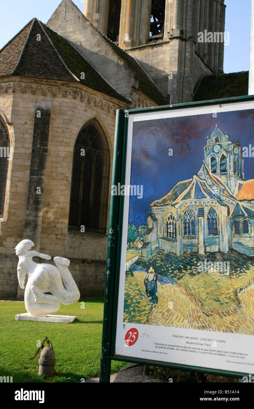 Van Gogh's painting of the church of Auvers sur Oise Stock Photo