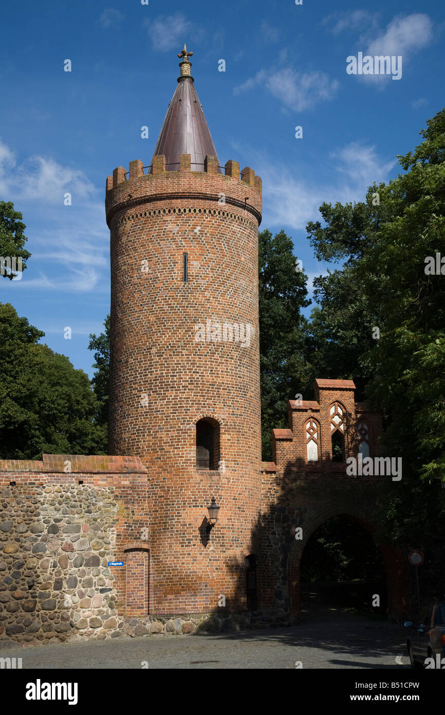 Fangelturm tower in city wall defences Neubrandenburg Germany Stock Photo