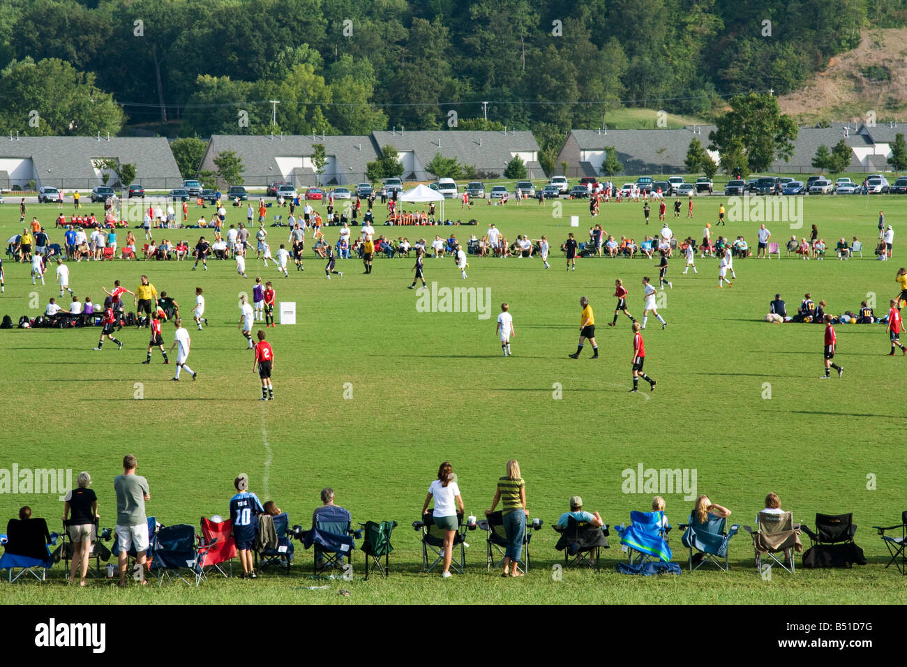 Kids soccer tournament at Victor Ashe Park in Knoxville Tennessee Stock