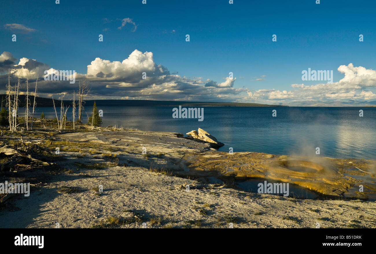 Geyser by the Yellowstonde Lake Stock Photo